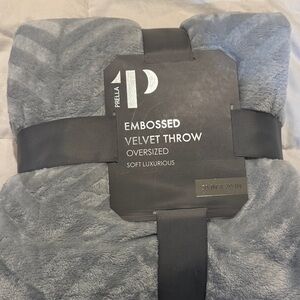 Prella Gray Embossed Velvet Throw New in package
